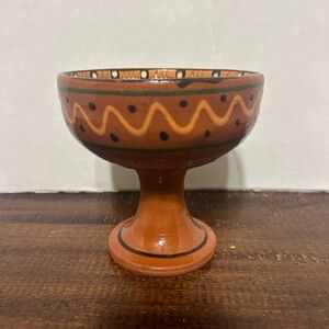 Vintage Mexican Folk Art Pottery Glazed Bowl